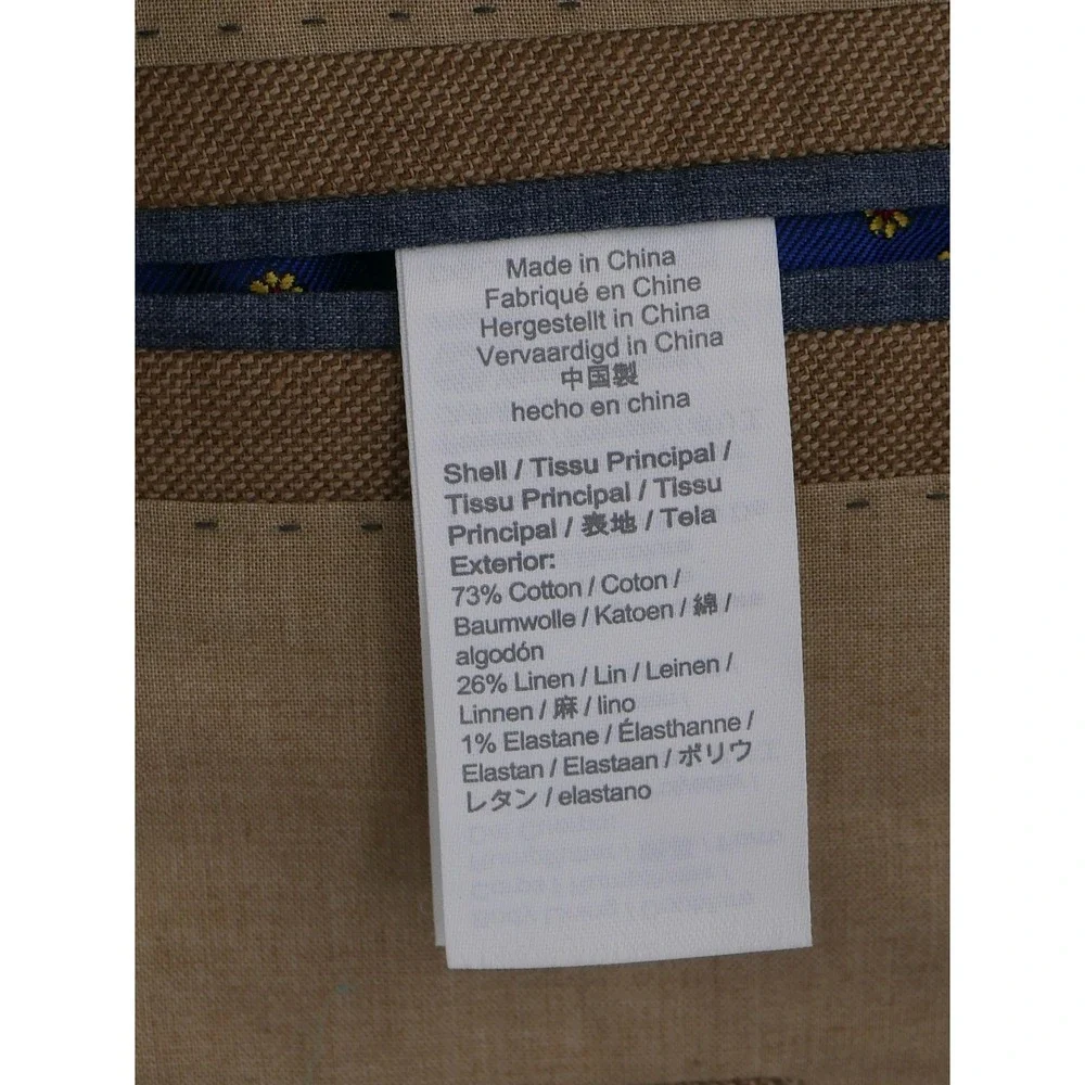 J Crew Ludlow Blazer Sport Coat Beige Cotton Linen Stretch Slim Fit Mens 46L